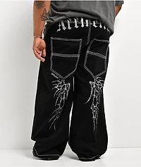 Affliction Skeleton Wing Black Extra Wide Leg Jeans