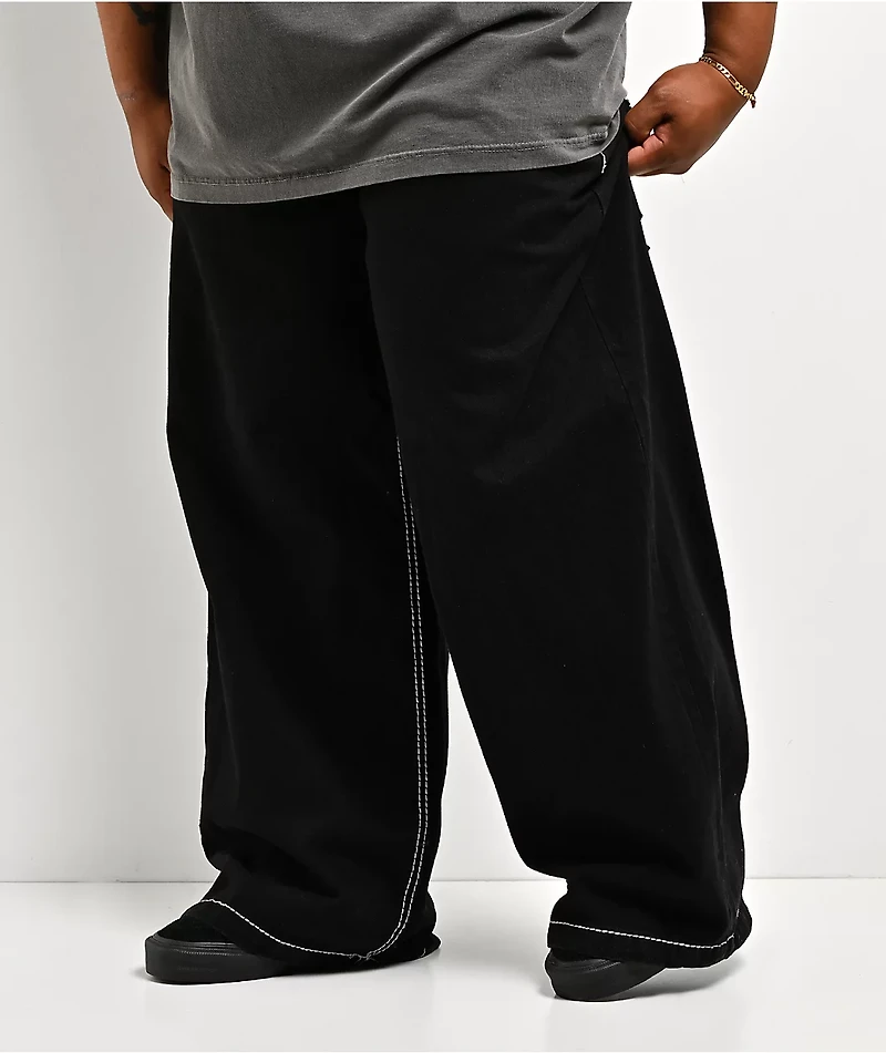 Affliction Skeleton Wing Black Extra Wide Leg Jeans