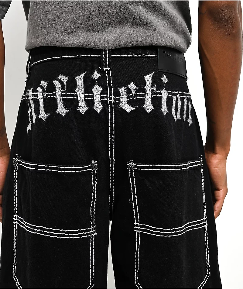 Affliction Skeleton Wing Black Extra Wide Leg Jeans