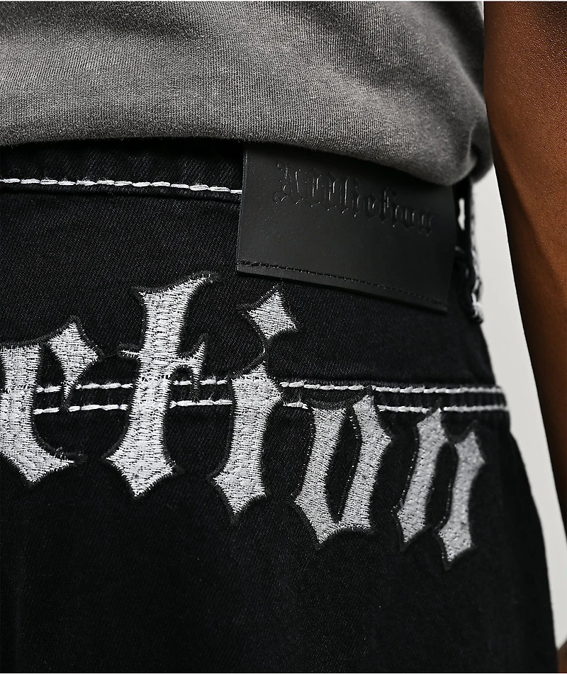 Affliction Skeleton Wing Black Extra Wide Leg Jeans