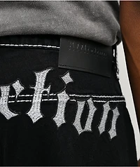 Affliction Skeleton Wing Black Extra Wide Leg Jeans