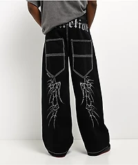 Affliction Skeleton Wing Black Extra Wide Leg Jeans