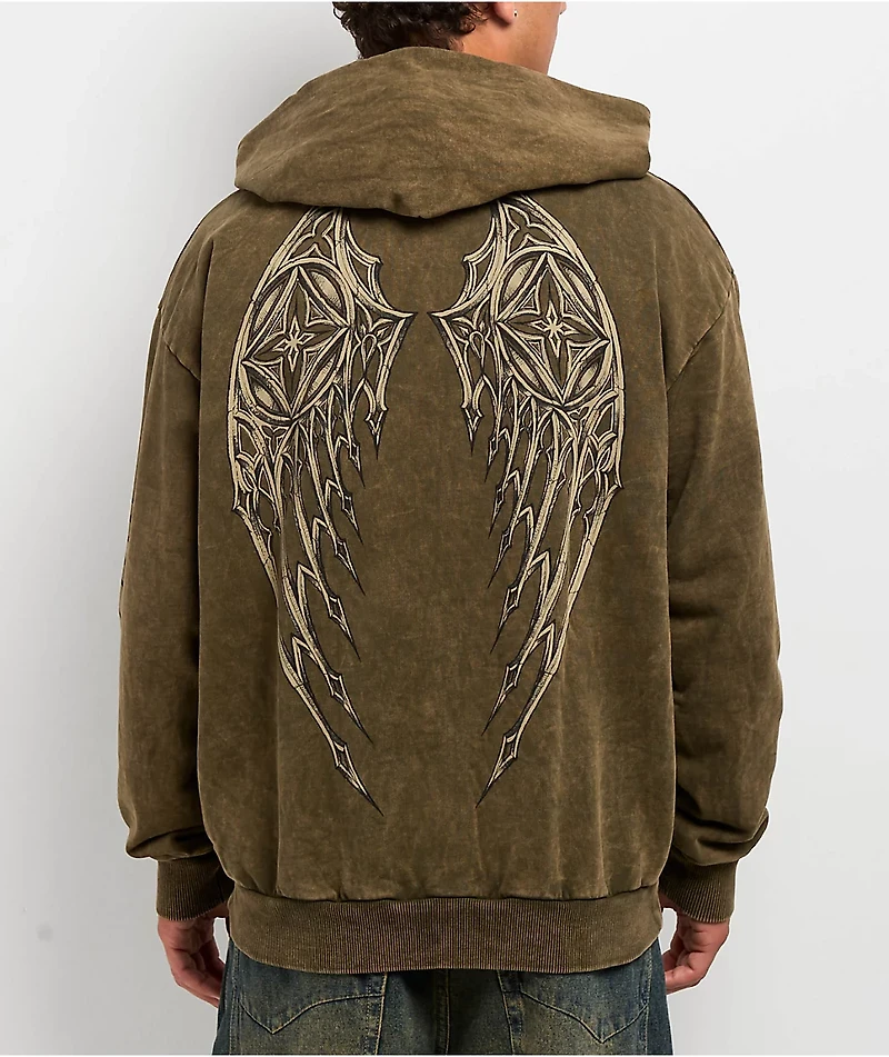 Affliction Spiker Green Wash Zip Hoodie