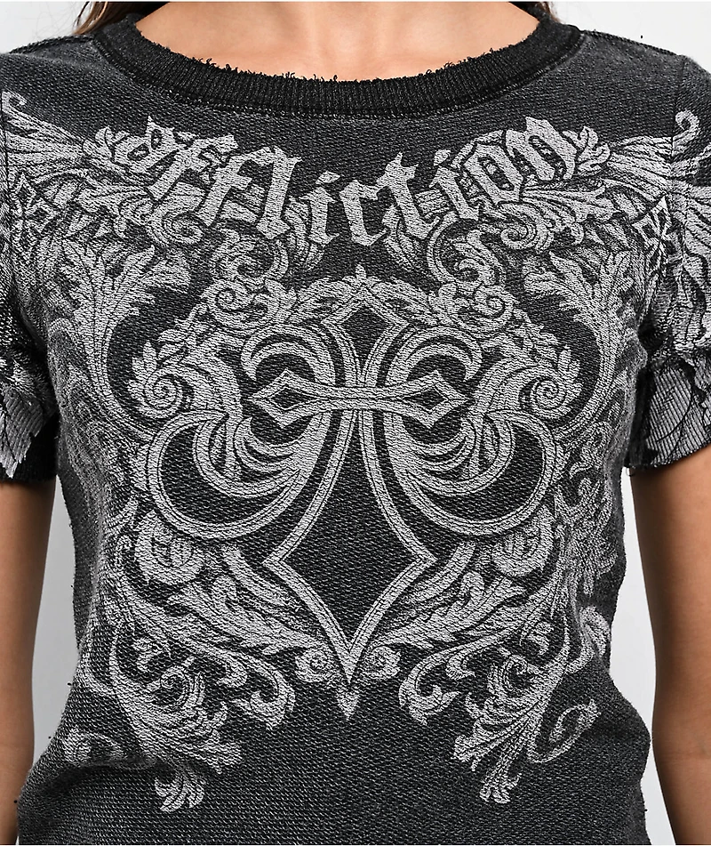 Affliction Step Of Faith Black Terry Cloth Crop T-Shirt