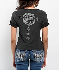 Affliction Step Of Faith Black Terry Cloth Crop T-Shirt