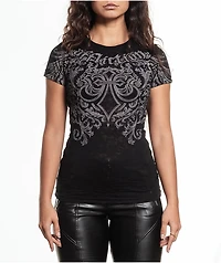 Affliction Step Of Honor Black Wash Burnout T-Shirt
