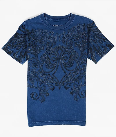Affliction Step Of Honor Blue Wash Burnout T-Shirt