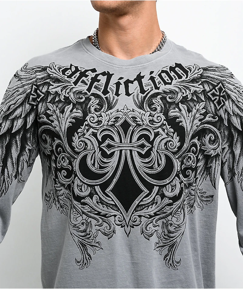 Affliction Step Of Honor Grey Long Sleeve T-Shirt