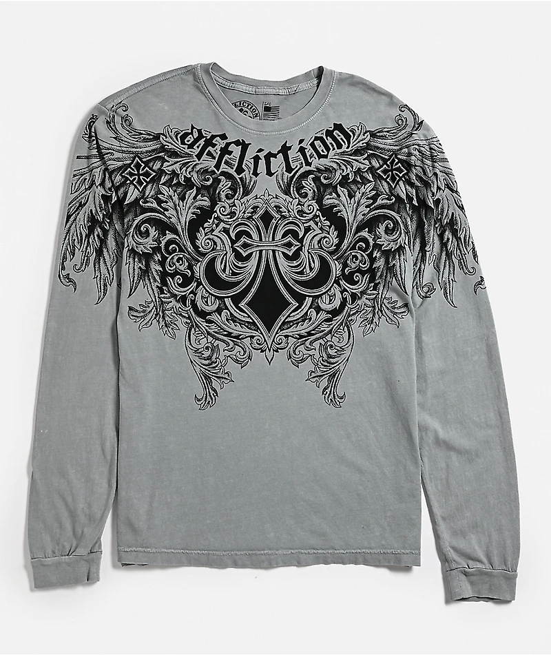 Affliction Step Of Honor Grey Long Sleeve T-Shirt