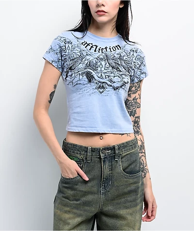 Affliction Superstition Blue Wash Crop T-Shirt