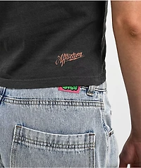 Affliction Sweet Home Black Wash Front Tie Crop T-Shirt