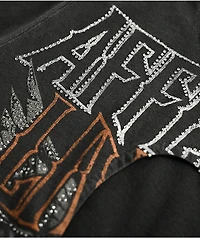 Affliction Sweet Home Black Wash Front Tie Crop T-Shirt