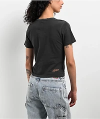 Affliction Sweet Home Black Wash Front Tie Crop T-Shirt