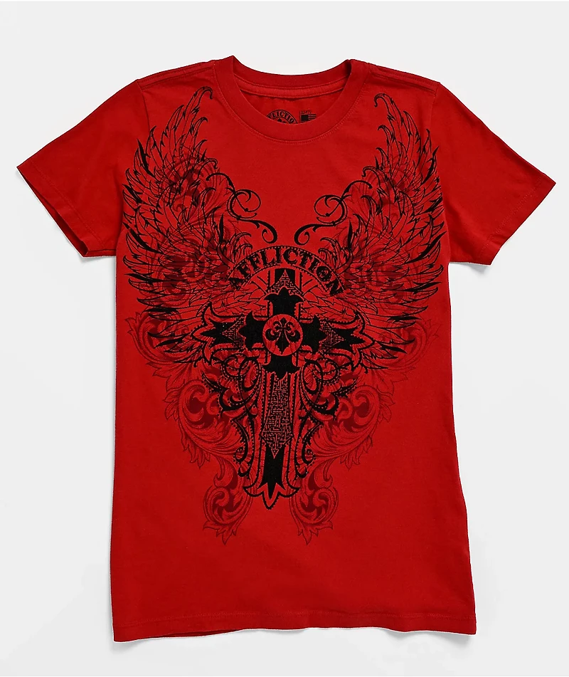 Affliction Syndic Rhinestone Red T-Shirt