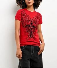 Affliction Syndic Rhinestone Red T-Shirt
