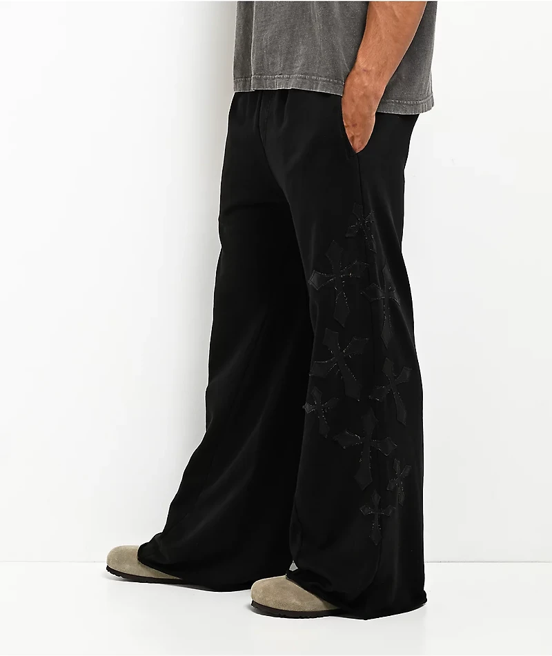 Affliction Tompson Black Wash Wide Leg Sweatpants