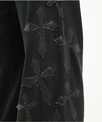 Affliction Tompson Black Wash Wide Leg Sweatpants