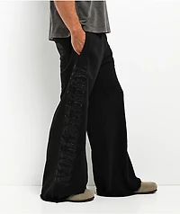 Affliction Tompson Black Wash Wide Leg Sweatpants