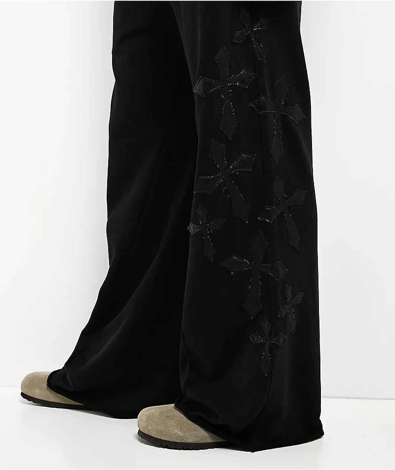 Affliction Tompson Black Wash Wide Leg Sweatpants