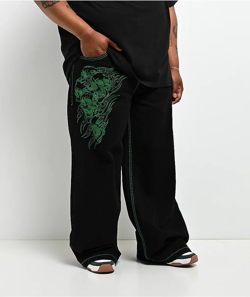 Affliction Toxic Rage Black Wash Extra Wide Leg Jeans