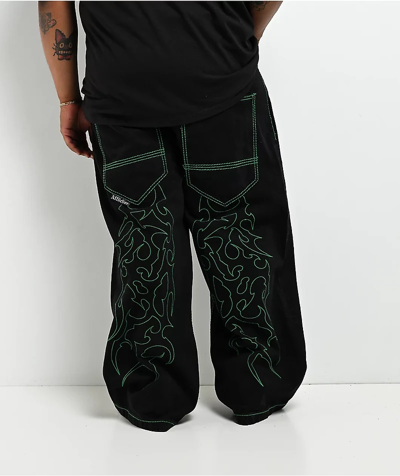 Affliction Toxic Rage Black Wash Extra Wide Leg Jeans