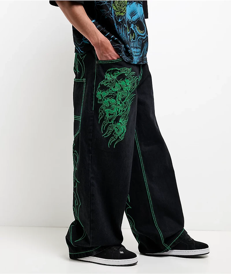 Affliction Toxic Rage Black Wash Extra Wide Leg Jeans