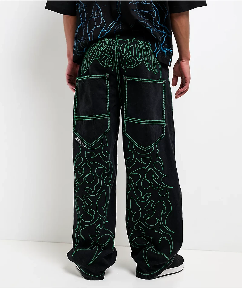 Affliction Toxic Rage Black Wash Extra Wide Leg Jeans