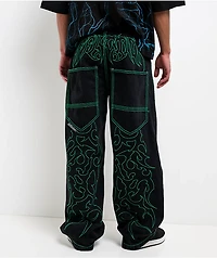 Affliction Toxic Rage Black Wash Extra Wide Leg Jeans