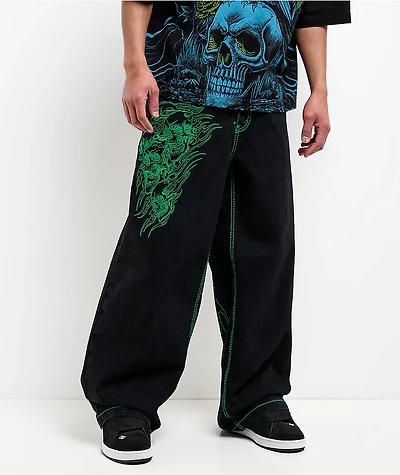 Affliction Toxic Rage Black Wash Extra Wide Leg Jeans