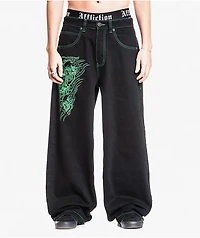 Affliction Toxic Rage Black Wash Wide Leg Jeans