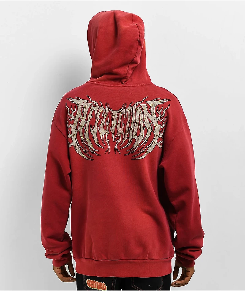 Affliction Toxic Tavern Red Potassium Wash Hoodie