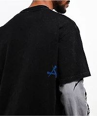 Affliction Toxic Wrath Black Wash & Grey 2fer Long Sleeve T-Shirt