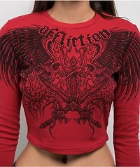 Affliction Toxic Wrath Red Long Sleeve Crop T-Shirt