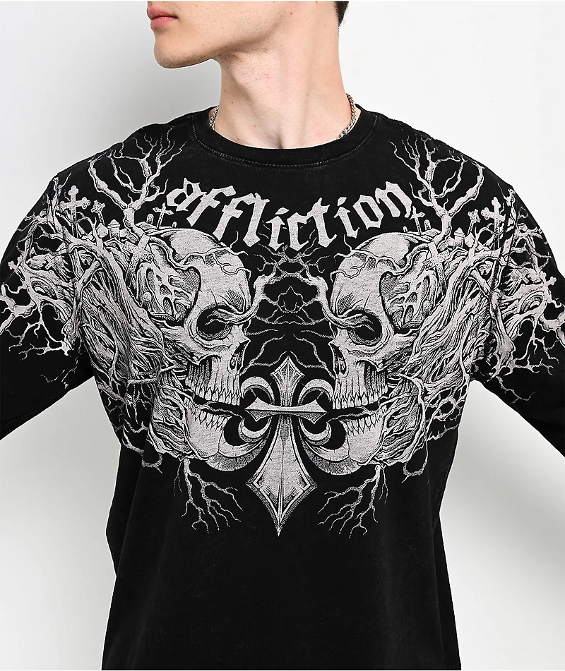 Affliction Uprooted Black Wash Long Sleeve T-Shirt