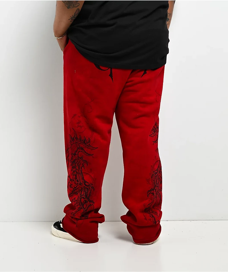 Affliction Vertebrae Red Sweatpants