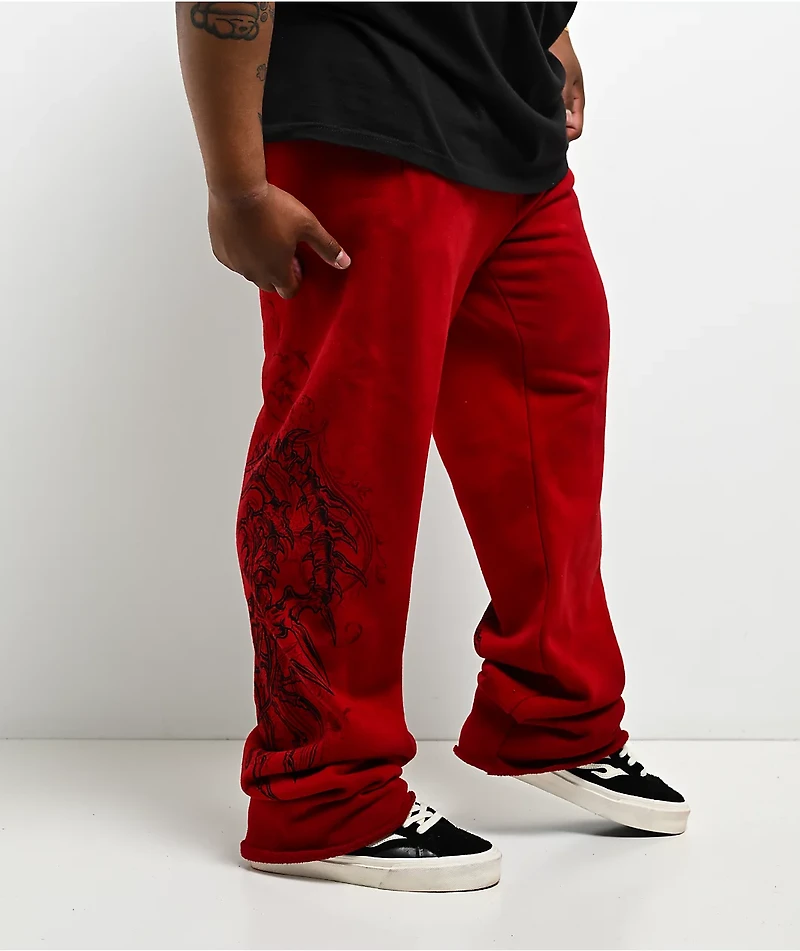 Affliction Vertebrae Red Sweatpants