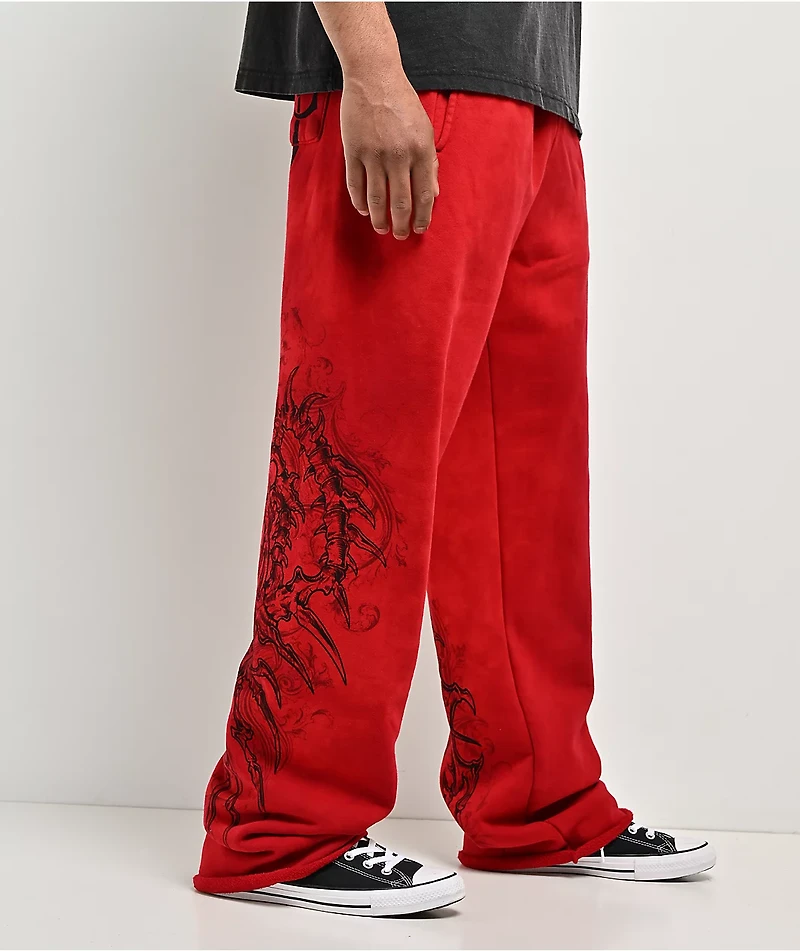 Affliction Vertebrae Red Sweatpants