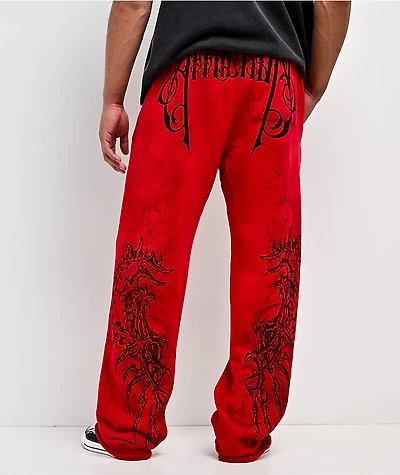 Affliction Vertebrae Red Sweatpants