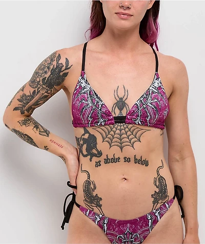 Affliction Vertibrate Deep Purple Triangle Bikini Top