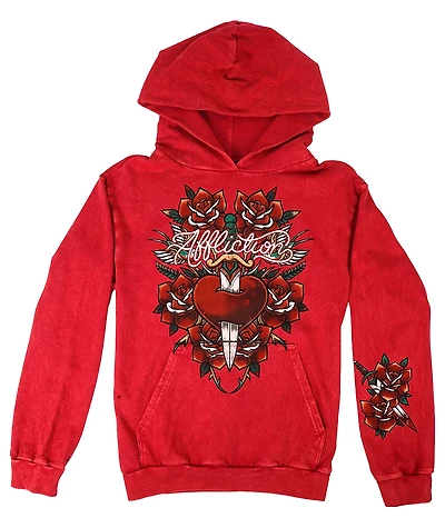 Affliction Viola Heart Dirty Red Lava Wash Hoodie
