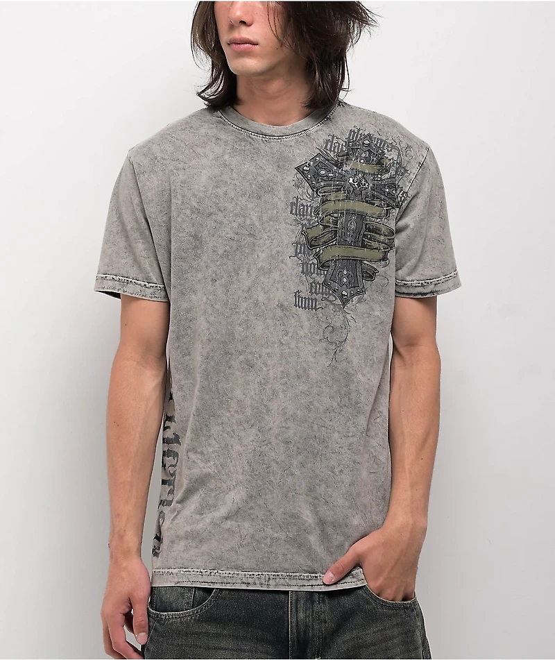 Affliction Wage Chaos Chinchilla & Black Lava Tint Reversible T-Shirt