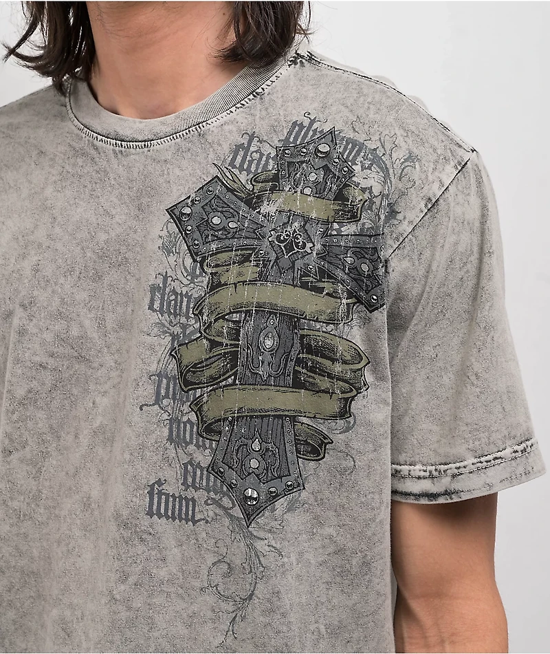 Affliction Wage Chaos Chinchilla & Black Lava Tint Reversible T-Shirt