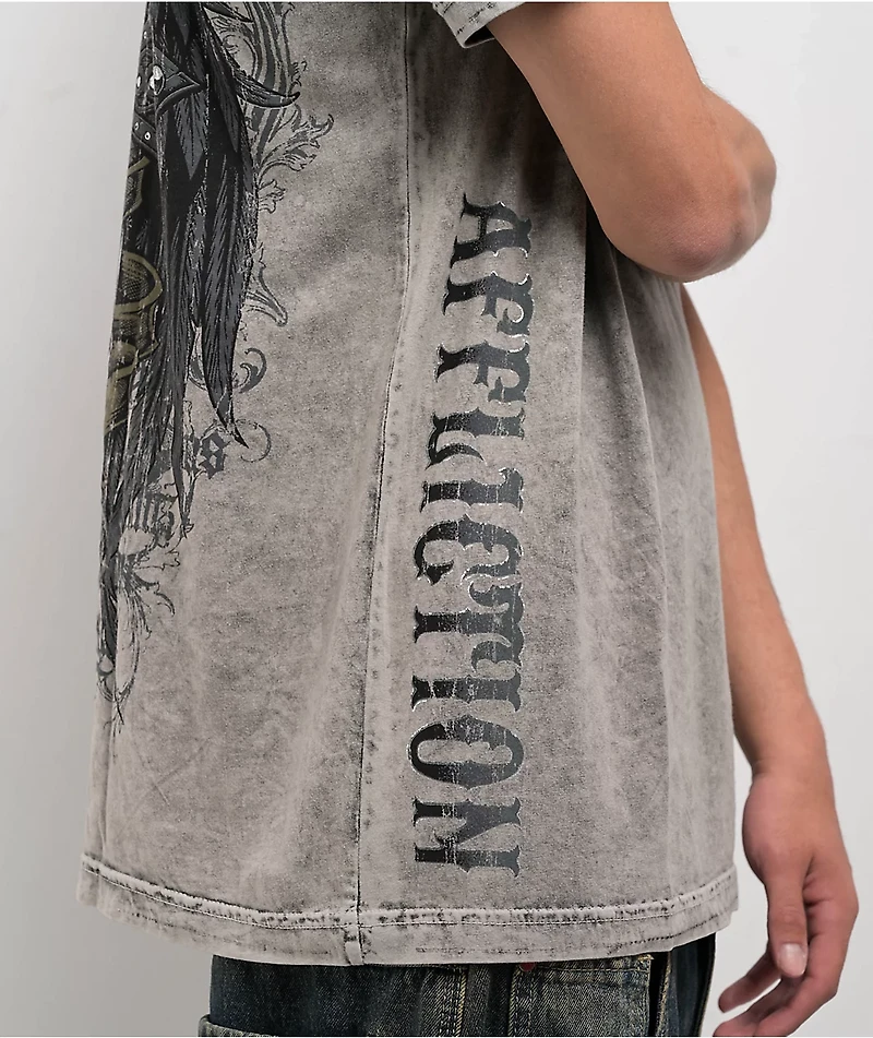 Affliction Wage Chaos Chinchilla & Black Lava Tint Reversible T-Shirt