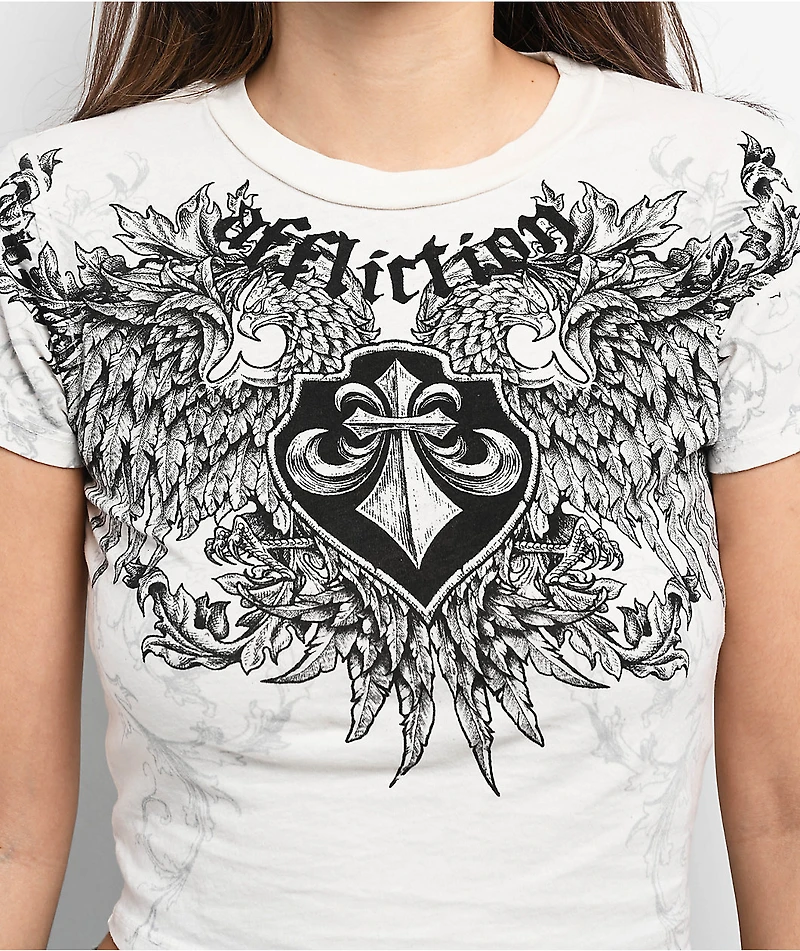 Affliction Washed White Crop T-Shirt