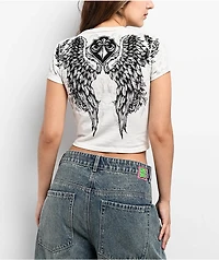 Affliction Washed White Crop T-Shirt