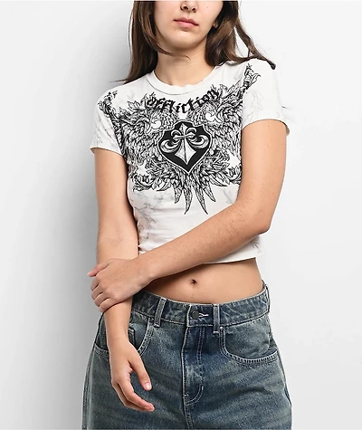 Affliction Washed White Crop T-Shirt