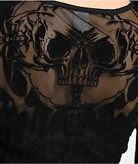Affliction Waterfalls Black Long Sleeve Mesh Top