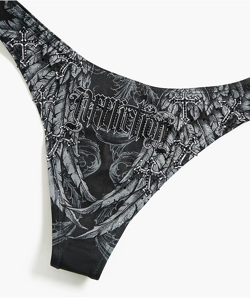Affliction Whispering Thoughts Grey High Leg Bikini Bottom