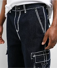 Affliction Wide Leg Blue Wash Cargo Jeans