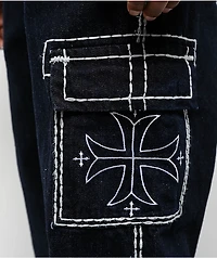 Affliction Wide Leg Blue Wash Cargo Jeans